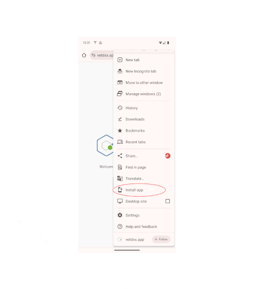 Android install app VetDx Offline Mode